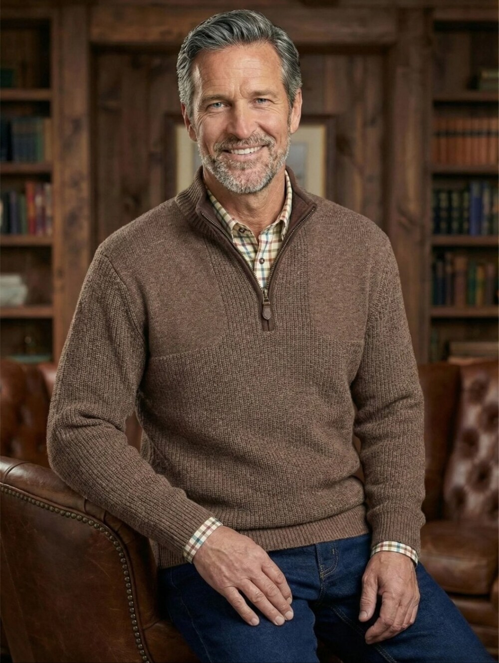 L.L. Bean Men's Brown Half-Zip Knit Sweater Size 3XL